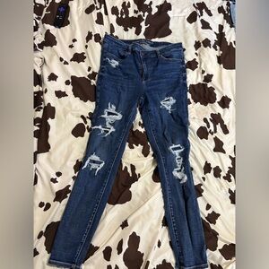 Distressed Blue Jean Leggings